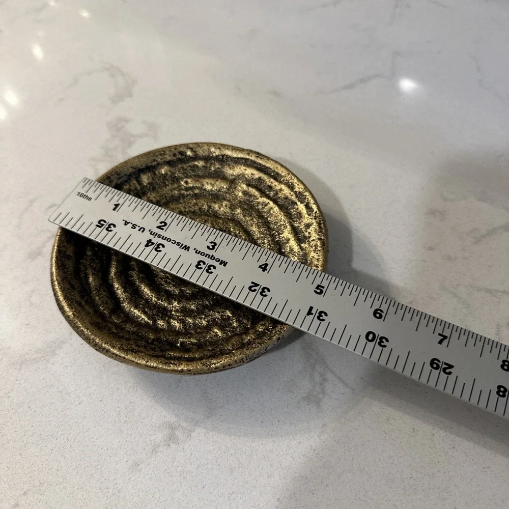 Vintage Andrea By‎ Sadek Trinket Dish textured, gold-gilded spiral pattern.